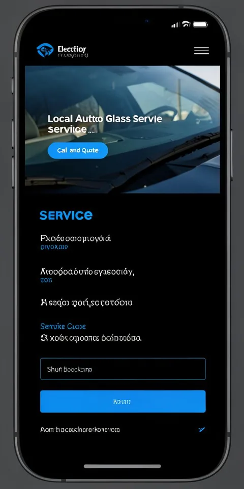 Top Auto Glass website shown on a phone