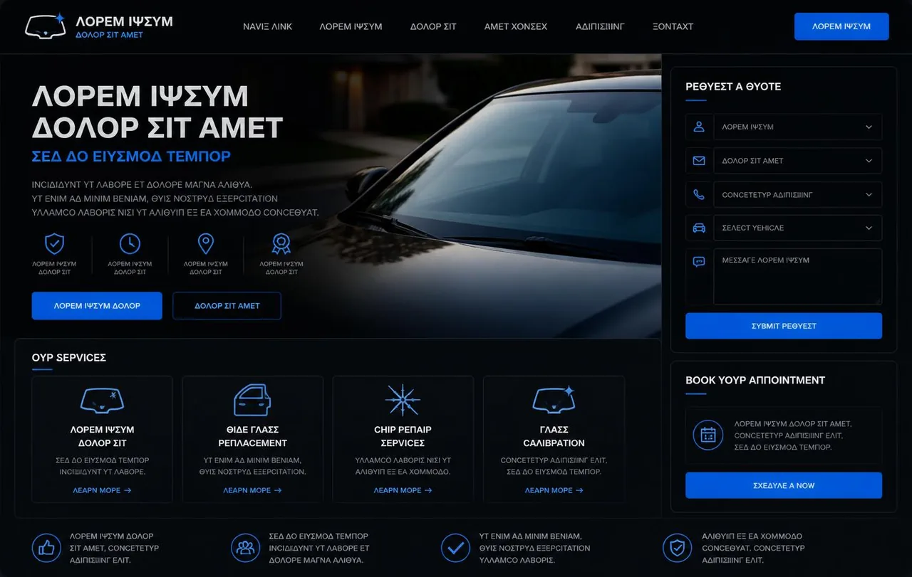 Top Auto Glass website shown on a desktop screen